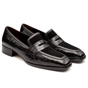 Mocasines de piel grabada estilo y gamuza para dama