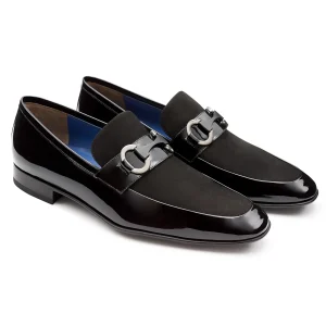 Mocasines de gala en charol con hebilla para caballero