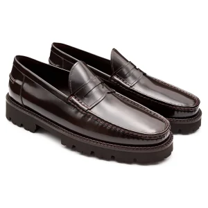 Mocasines de piel estilo penny con suela track para caballero