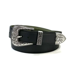 Cinturón Martelli Piel Negro Plateado Unisex
