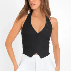 Chaleco corto halter escote espalda