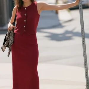 Falda midi rib