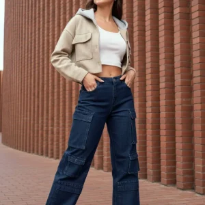 Pantalón de denim multipocket fit recto